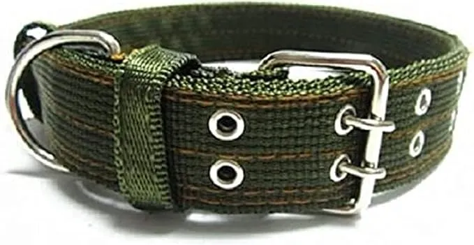 طوق للكلاب لاحجام الكلاب الكبيرة والكبيرة جدًا - لون اخضر، مزود بسلسلتين قفل - سميك - متين- نايلون