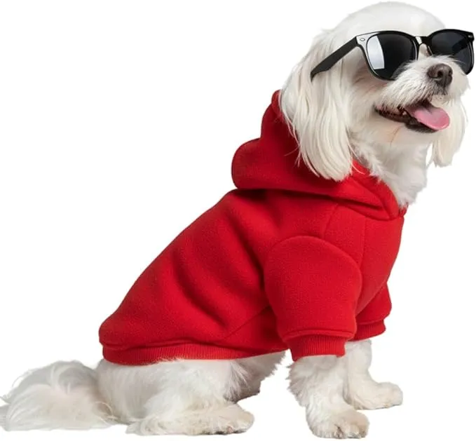 سويت شيرت بغطاء للرأس للقطط الصغيرة، ملابس صوف ناعم للجرو وللكلاب الصغيرة، ملابس دافئة بتصميم بيسيك مع جيوب، معطف شتوي ناعم للكلب الصغير من اسور كير