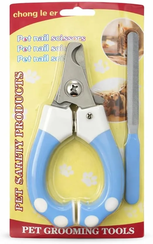 مقص اظافر الحيوانات الاليفة ادوات العناية بالامن مع مبرد اظافر للقطط والكلاب الصغيرة، مقص من الستانلس ستيل مع مقبض مانع للانزلاق